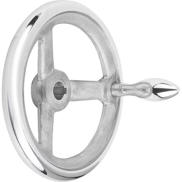 Handwheel DIN950, D1=200 Reamed Hole W Slot D2=22H7, B3=6, T=24, 8, Aluminum, Machine Handle, Kipp, Mfr#: K0160.3200X22